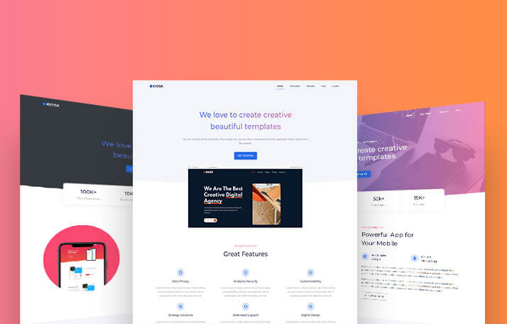 Buy KIOSK Bootstrap App & Portfolio Landing Pages Template at 8