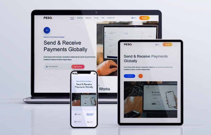 PESO React Payment NextJS App Landing Pages & Templates
