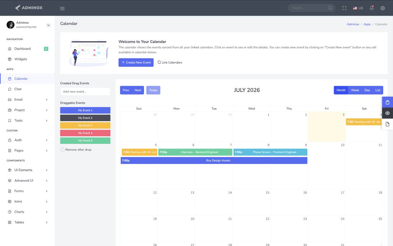 FullCalendar App