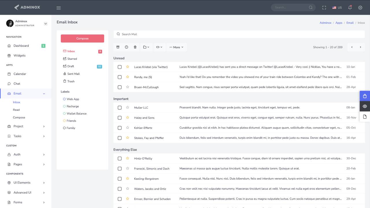 Email Client with Inbox, Read and Compose