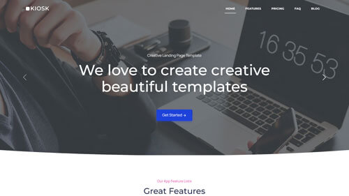 Kiosk Modern Layout – Responsive Angular SaaS Landing Page Template