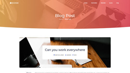 Kiosk Blog Post – Responsive Angular Blog Template for App Pages
