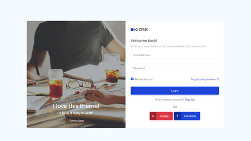 Kiosk Login Page – Modern Angular Login Template for SaaS Apps