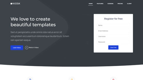 Kiosk Demo – SaaS Bootstrap Landing Page Template with Responsive Design and Fast Performance