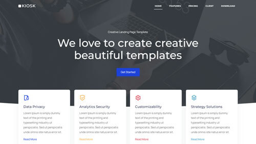 Kiosk Landing Page – Fast SEO-Optimized React One-Page Template for Startups