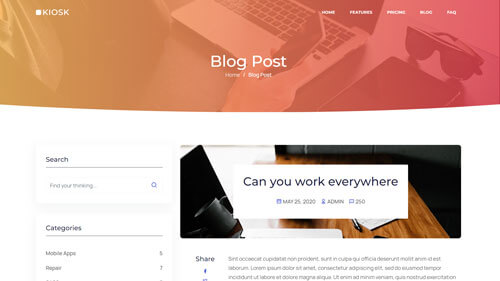Kiosk Blog Post – Responsive React Next.js Blog Template for SaaS Pages