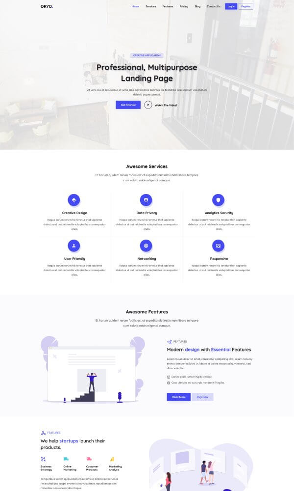 ORYO – Angular App Landing Page Template