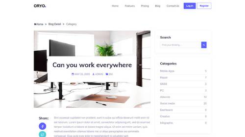 ORYO Angular Template – Angular Blog Post with Right Sidebar Layout