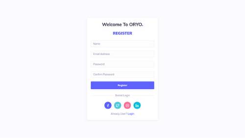ORYO Angular Template – Angular Registration Page for Startup Apps