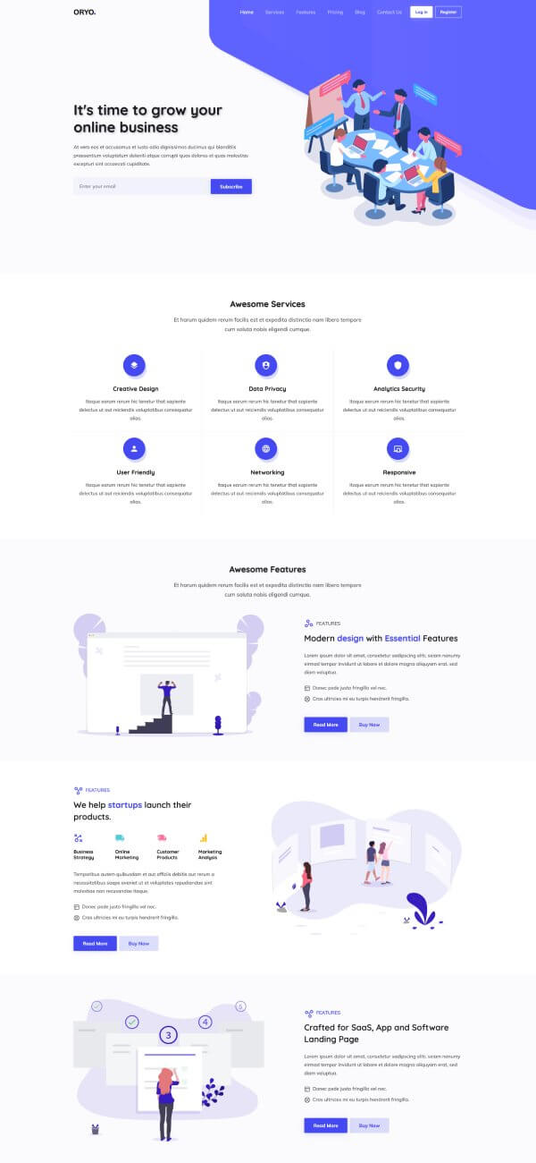 About ORYO React and Next.js Landing Page Template