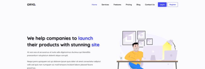 Preview of ORYO React and Next.js Landing Pages for SaaS and Startup Websites