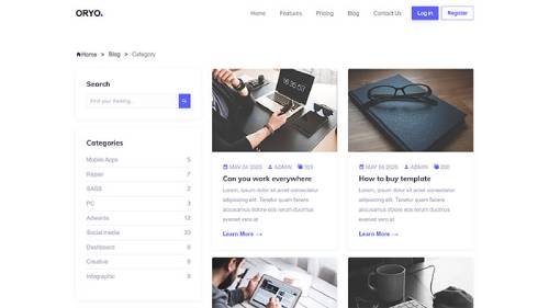 ORYO React Blog Template – React Blog Layout with Left Sidebar for SPA