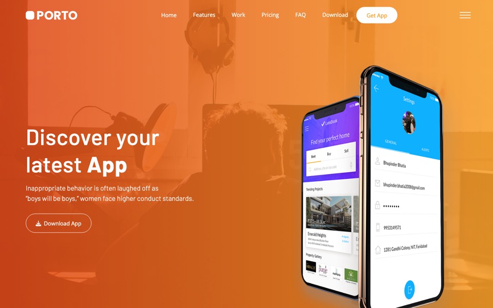 Porto Angular 22 template homepage 14: SaaS Landing Page