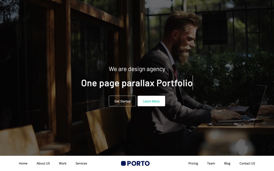 Porto Angular 22 template homepage 4: Typed Headline Parallax