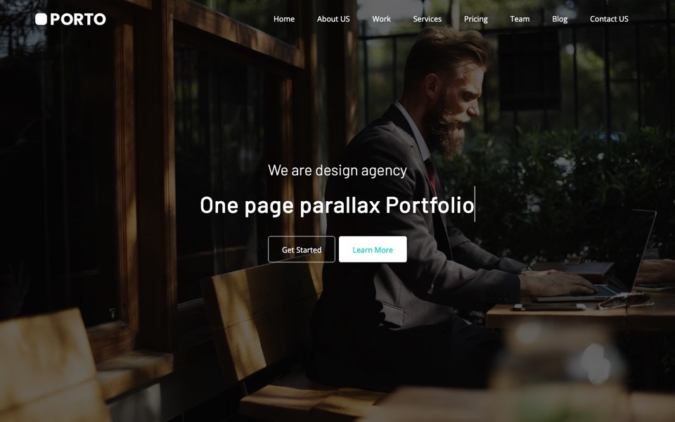 Porto Angular 22 template homepage 5: One-Page Portfolio