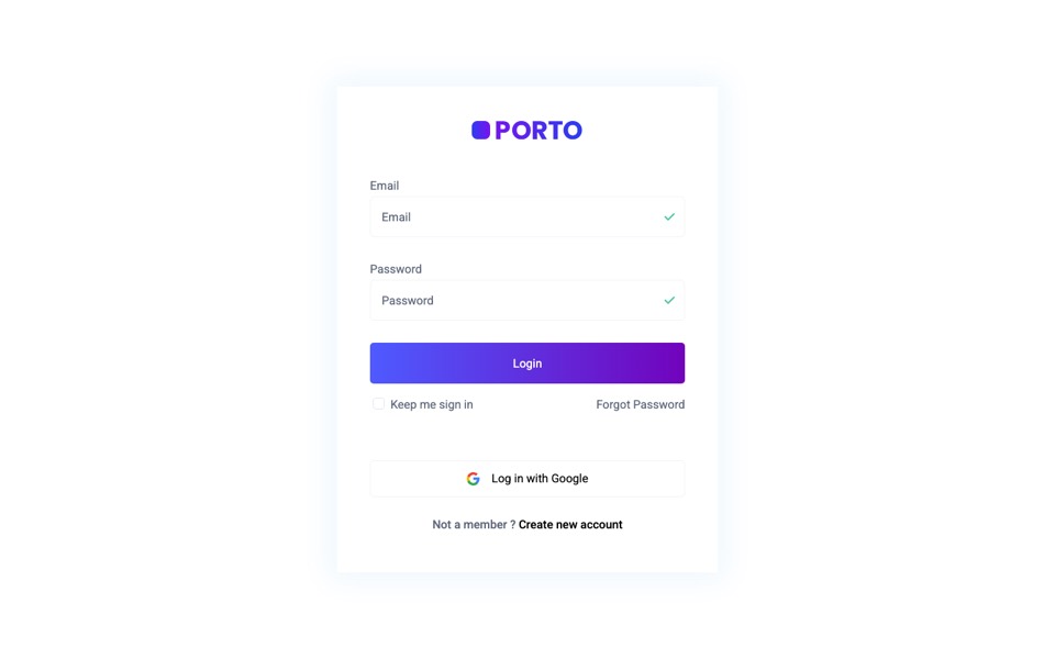 Porto Angular template Login page