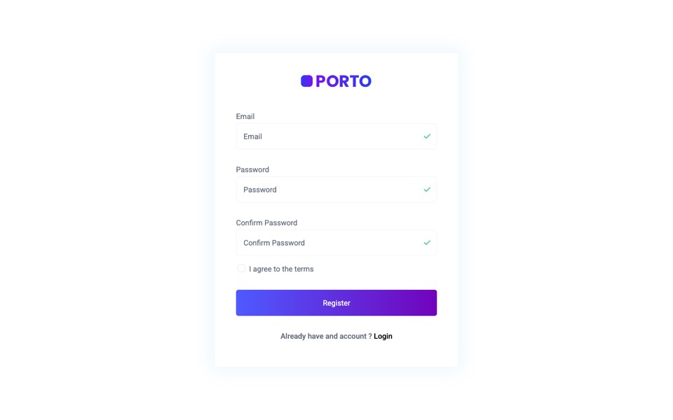 Porto Angular template Register page